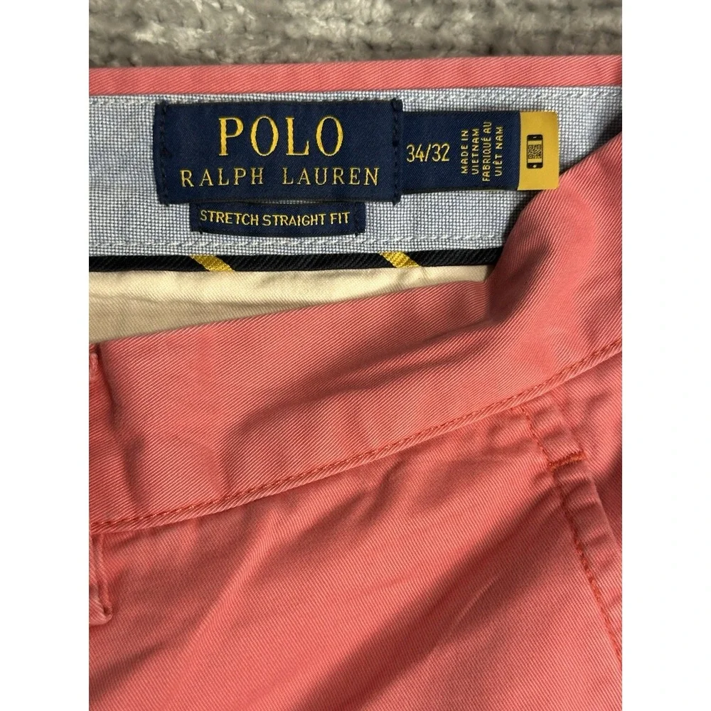 Polo Ralph Lauren Stretch Slim Straight Fit Pants Coral 34x32 Preppy Dress